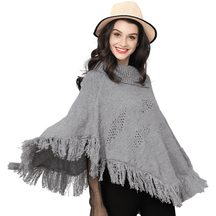 poncho femme court col montant