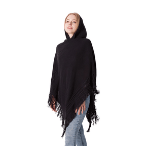poncho pull noire femme