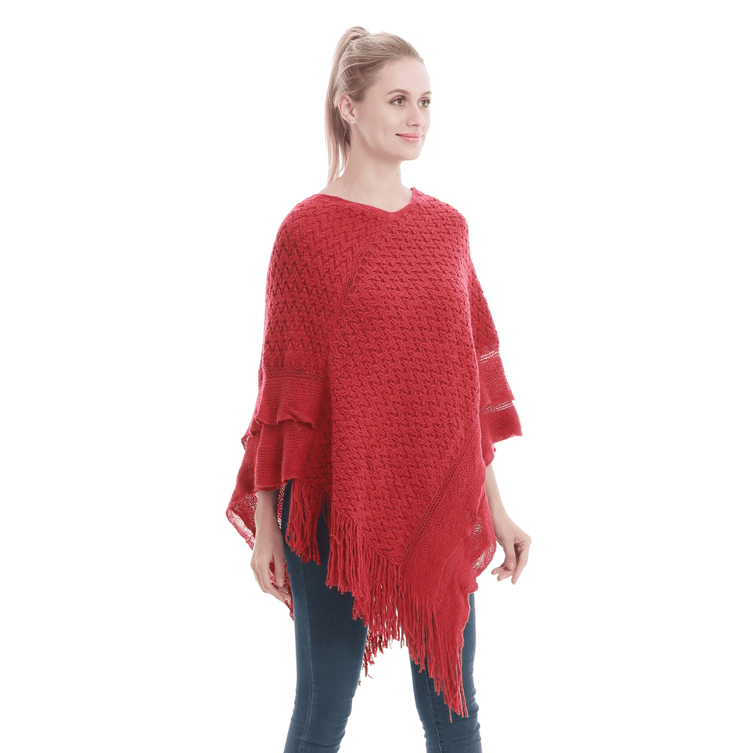 pull style poncho rouge